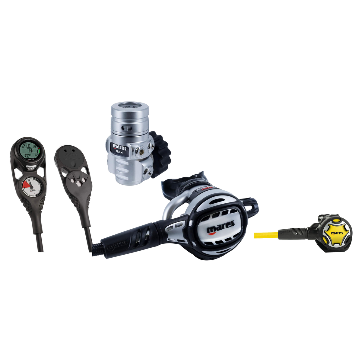 Mares Regulator Package – Atlas ADJ 62X TBP Regulator + Dual Octopus + Mission 2 Console — DIN