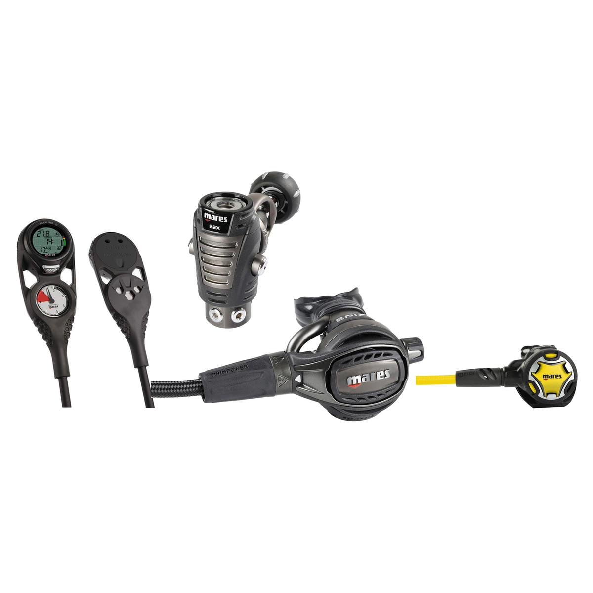 Mares Regulator + Octopus Package – Epic ADJ 82X Regulator + Dual Octopus + Mission 2 Console — includes Mares Epic ADJ 82X…