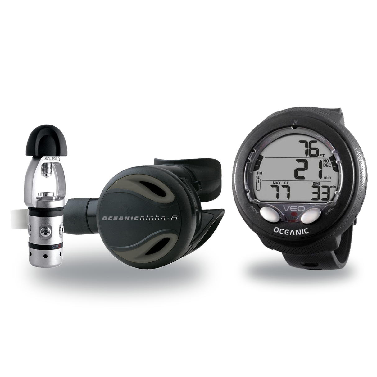 Oceanic Regulator + Dive Computer Package – Delta 5 + EDX Regulator + Veo 4.0 Dive Computer — Oceanic Alpha 8 + SP5