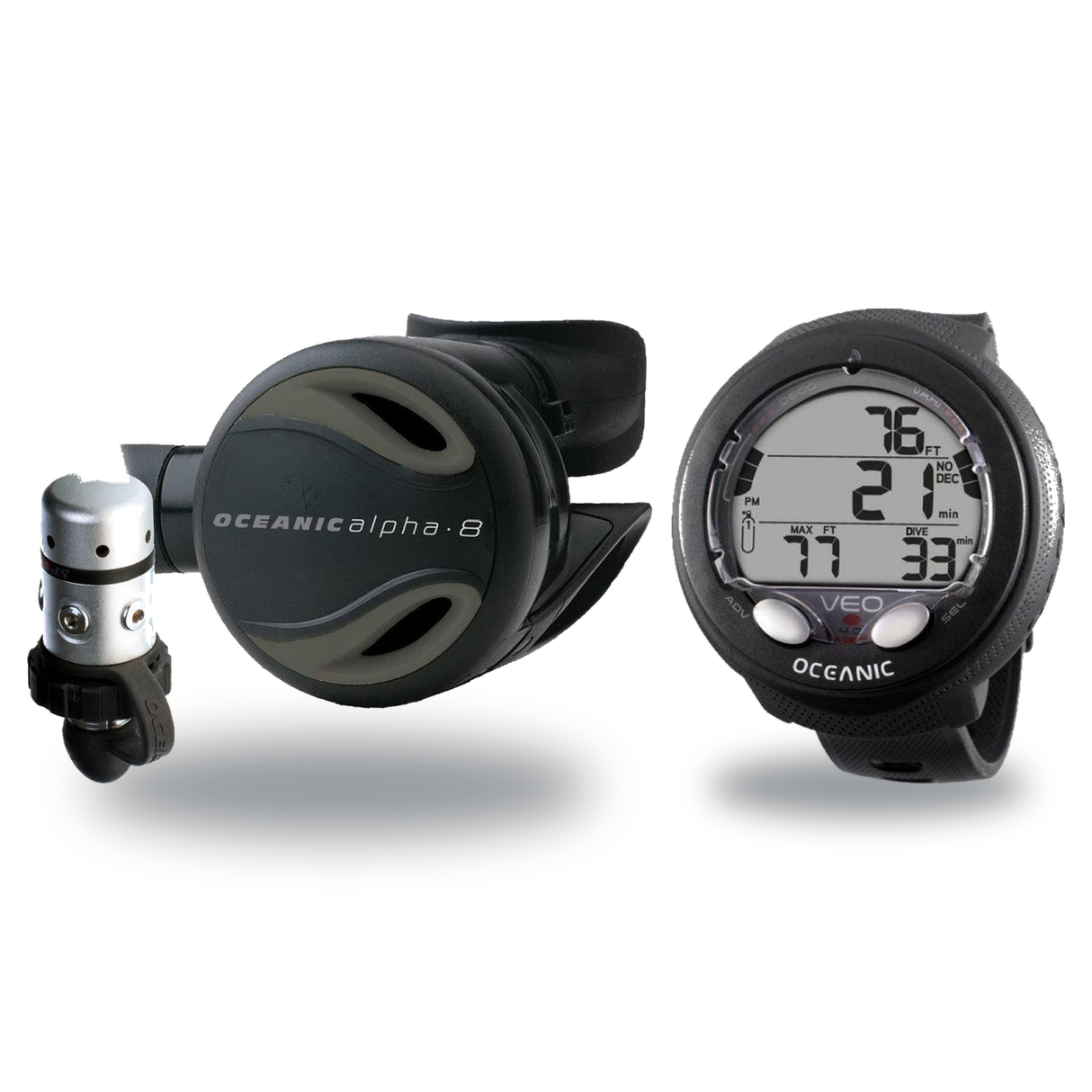 Oceanic Regulator + Dive Computer Package – Delta 5 + EDX Regulator + Veo 4.0 Dive Computer — Oceanic Alpha 8 + SP5