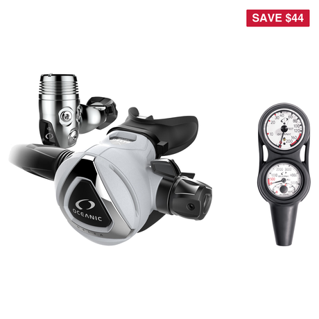 Oceanic Regulator + Gauge Console Package – Delta 5 + EDX Regulator + Maxdepth 3-Gauge Navcon — includes Oceanic Delta 5 + E…