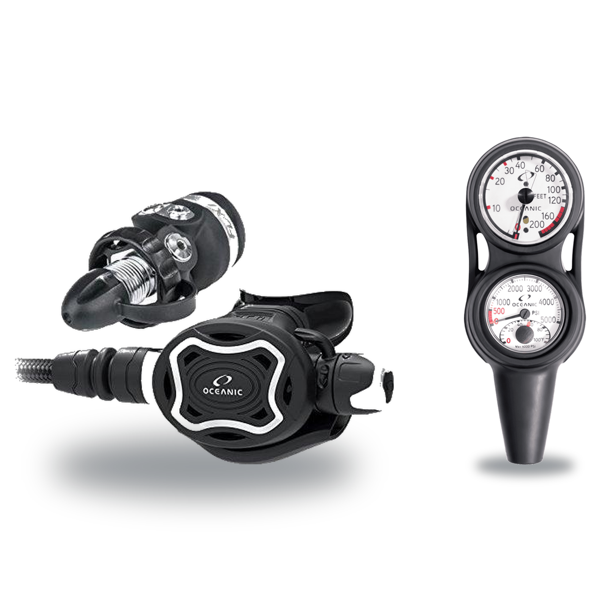 Oceanic Regulator + Gauge Console Package – Delta 5 + EDX Regulator + Maxdepth 3-Gauge Navcon — Oceanic ZEO FDX-I
