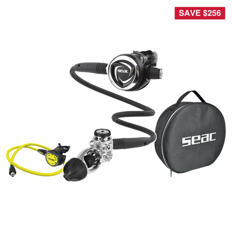 Seac Regulator Package – DX200 Regulator + IT300 Octopus + Mate Regulator Bag — includes Seac DX200 Regulator, SEAC OCTOPUS…