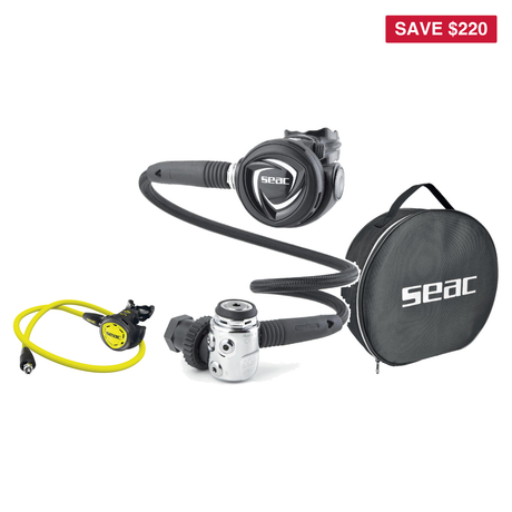 Seac Regulator Package – MX100 Regulator + IT300 Octopus + Mate Regulator Bag — includes Seac Mx100 Regulator, SEAC OCTOPUS…