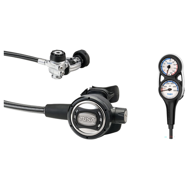 Tusa Regulator + Gauge Console Package – RS-609U Regulator + 3-Gauge (Pressure, Depth, Compass) — includes Tusa RS-609U Comp…