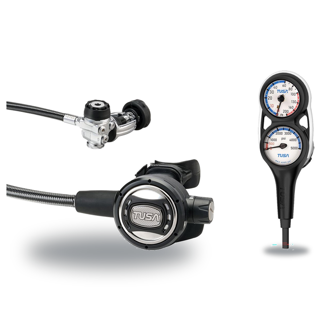 Tusa Regulator + Gauge Console Package – RS-609U Regulator + 3-Gauge (Pressure, Depth, Compass) — includes Tusa RS-609U Comp…