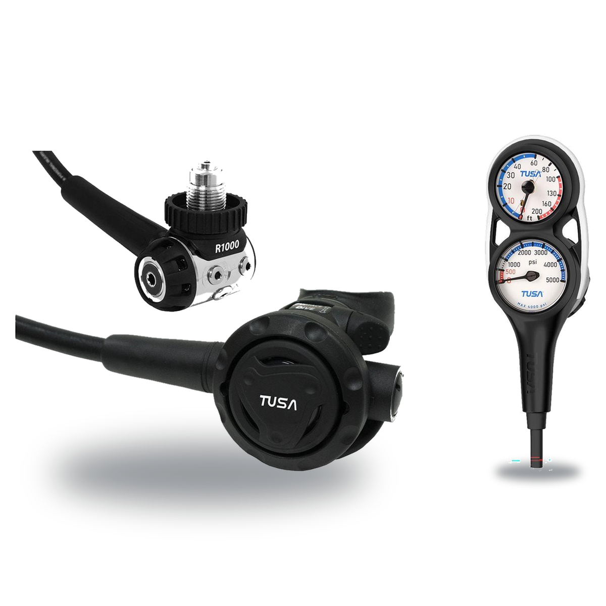 Tusa Regulator + Gauge Console Package – RS-609U Regulator + 3-Gauge (Pressure, Depth, Compass) — Tusa RS1001