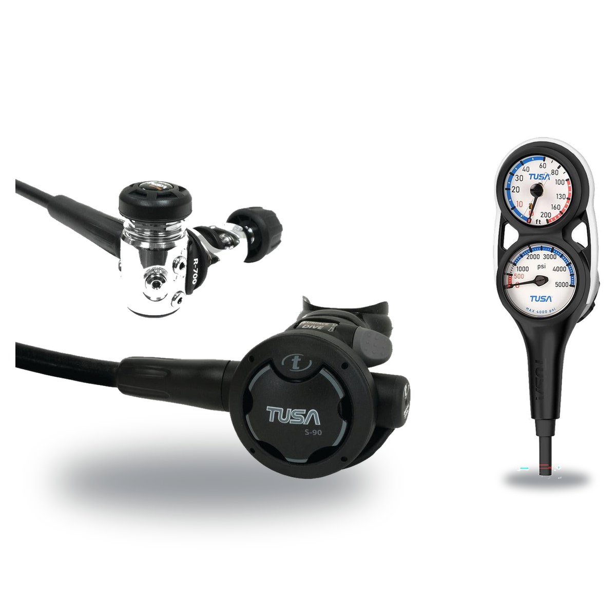 Tusa Regulator + Gauge Console Package – RS-609U Regulator + 3-Gauge (Pressure, Depth, Compass) — Tusa RS-790
