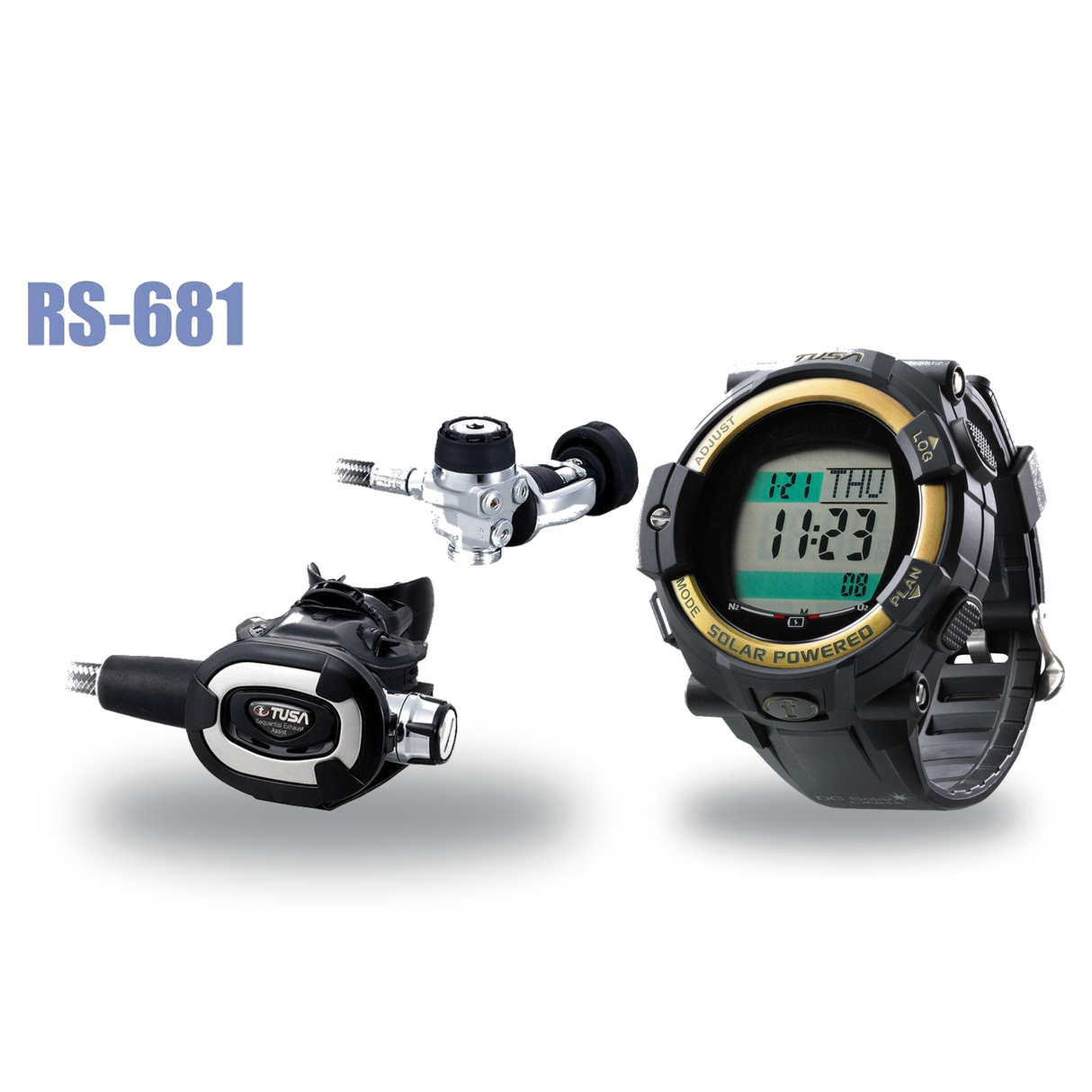 Tusa Regulator + Dive Computer Package – RS-681 Regulator + DC Solar Link Dive Computer — includes Tusa RS-681 Regulator, Tu…