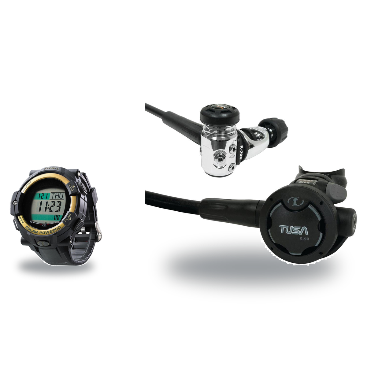 Tusa Regulator + Dive Computer Package – RS-790 Regulator + DC Solar Link Dive Computer — includes Tusa RS-790 Dive Regulato…