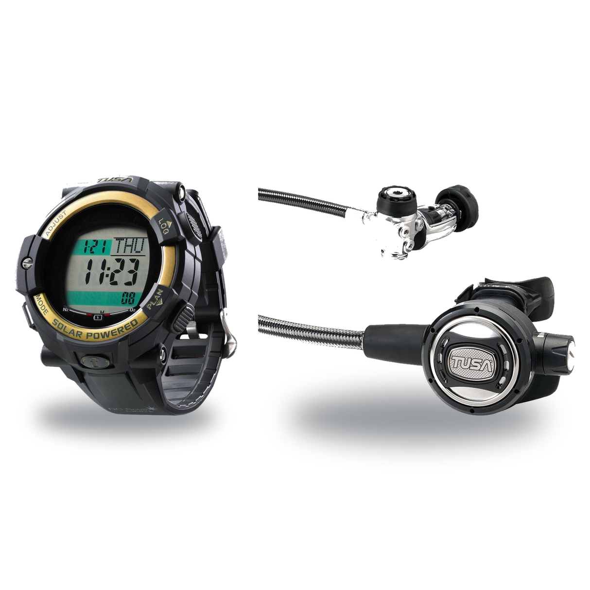 Tusa Regulator + Dive Computer Package – RS-790 Regulator + DC Solar Link Dive Computer — Tusa RS-609U