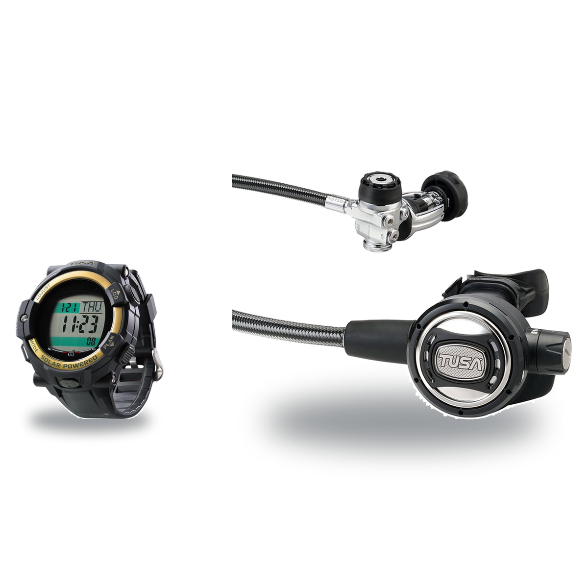 Tusa Regulator + Dive Computer Package – RS-790 Regulator + DC Solar Link Dive Computer — Tusa RS-609U