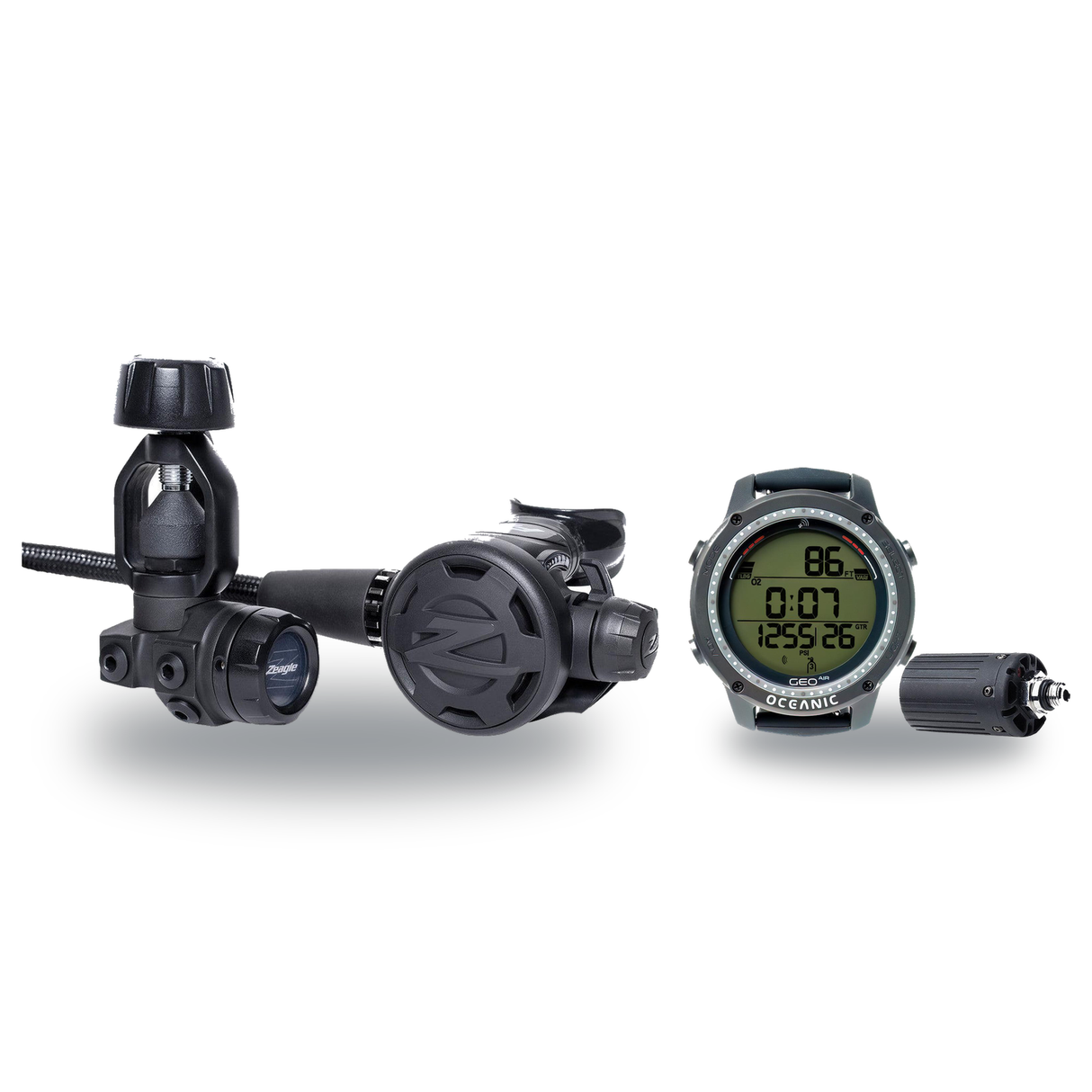 Zeagle Regulator + Dive Computer Package – F8 Regulator + Geo Air Dive Computer — includes Zeagle F8 1st Stage with F8 2nd S…