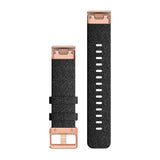 Garmin QuickFit 20 Watch Bands - Fabric / Heathered Black Nylon with Rose Gold Hardware