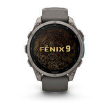 Garmin fenix 9 – 47 mm, Titanium with Pebble Gray Silicone Band — right profile