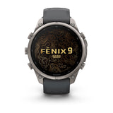 Garmin fenix 9 Pro – 47 mm Titanium with Graphite/Black Silicone Band — right profile