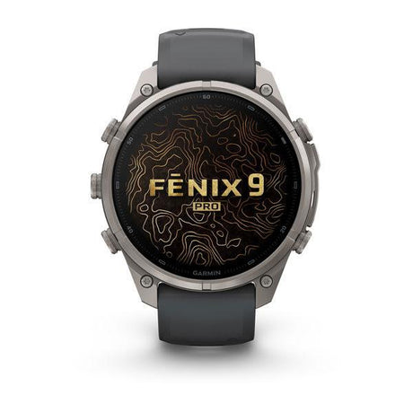 Garmin fenix 9 Pro – 47 mm Titanium with Graphite/Black Silicone Band — right profile