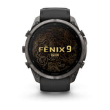 Garmin fenix 9 Pro – inReach, 51 mm Carbon Gray DLC Titanium with Black/Pebble Gray Sil — right profile