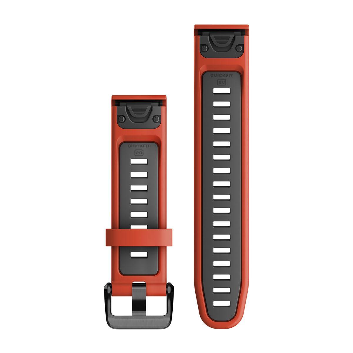 Garmin QuickFit 20 Watch Bands - Silicone / Flame Red/Graphite