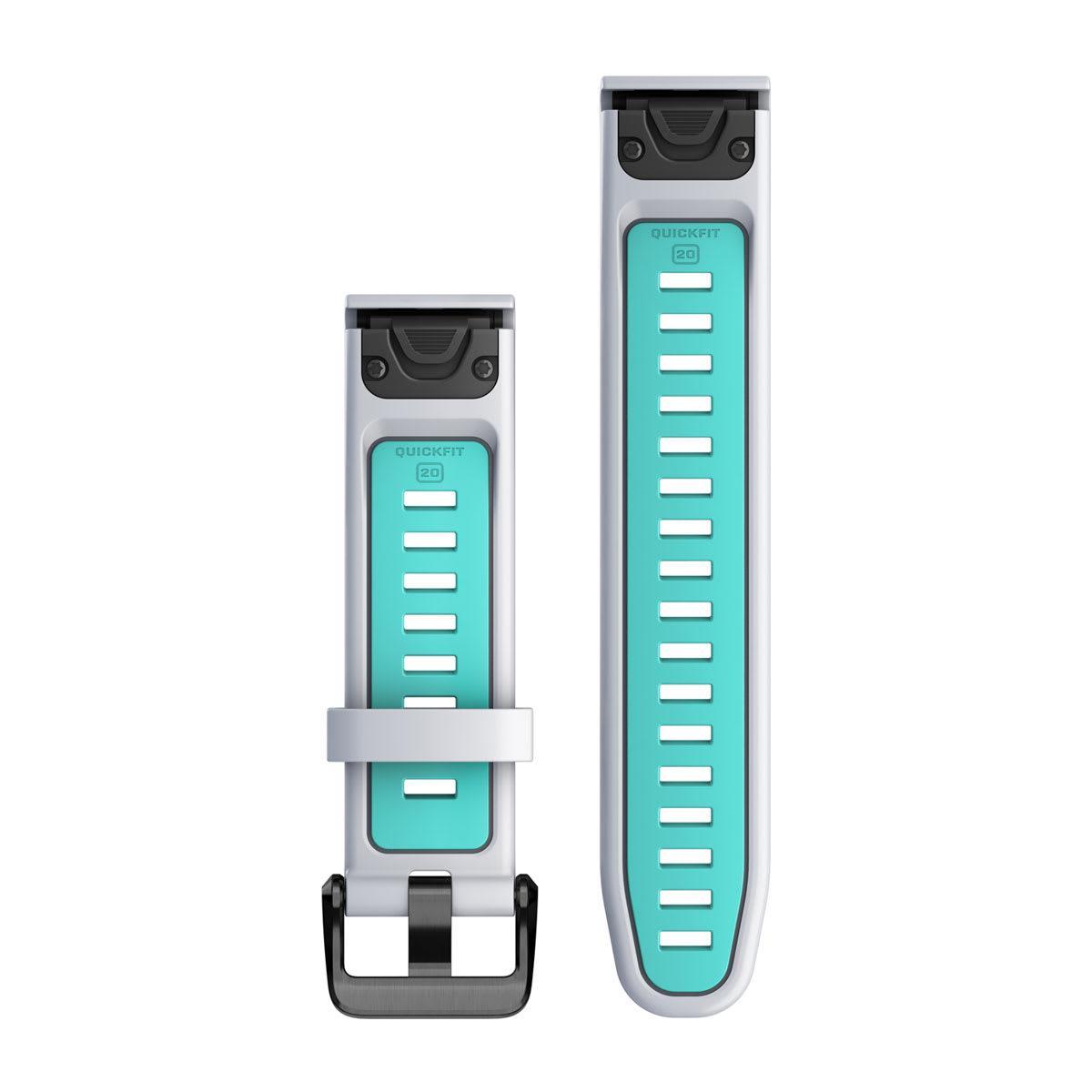 Garmin QuickFit 20 Watch Bands - Silicone / Whitestone/Aqua