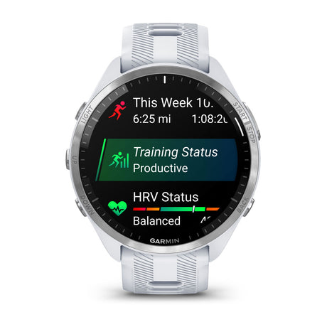 Garmin Forerunner 965 AMOLED GPS Running Smartwatch – Whitestone / Powder Gray