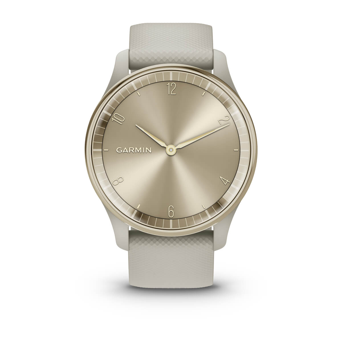 Garmin vívomove Trend Hybrid Smartwatch – Cream Gold Stainless Steel Bezel with French Gray Case and Silicone Band