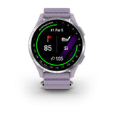 Garmin Approach J1 Junior GPS Golf Smartwatch – Silver Aluminum Bezel with Lilac ComfortFit Fabric Band