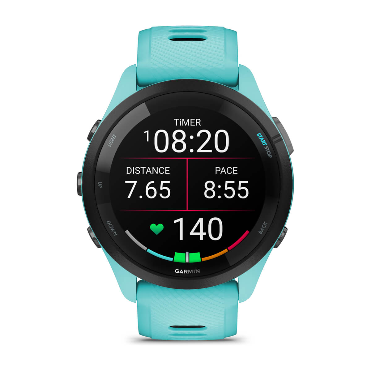 Garmin Forerunner 265 AMOLED GPS Running Smartwatch – 46 mm / Aqua / Black
