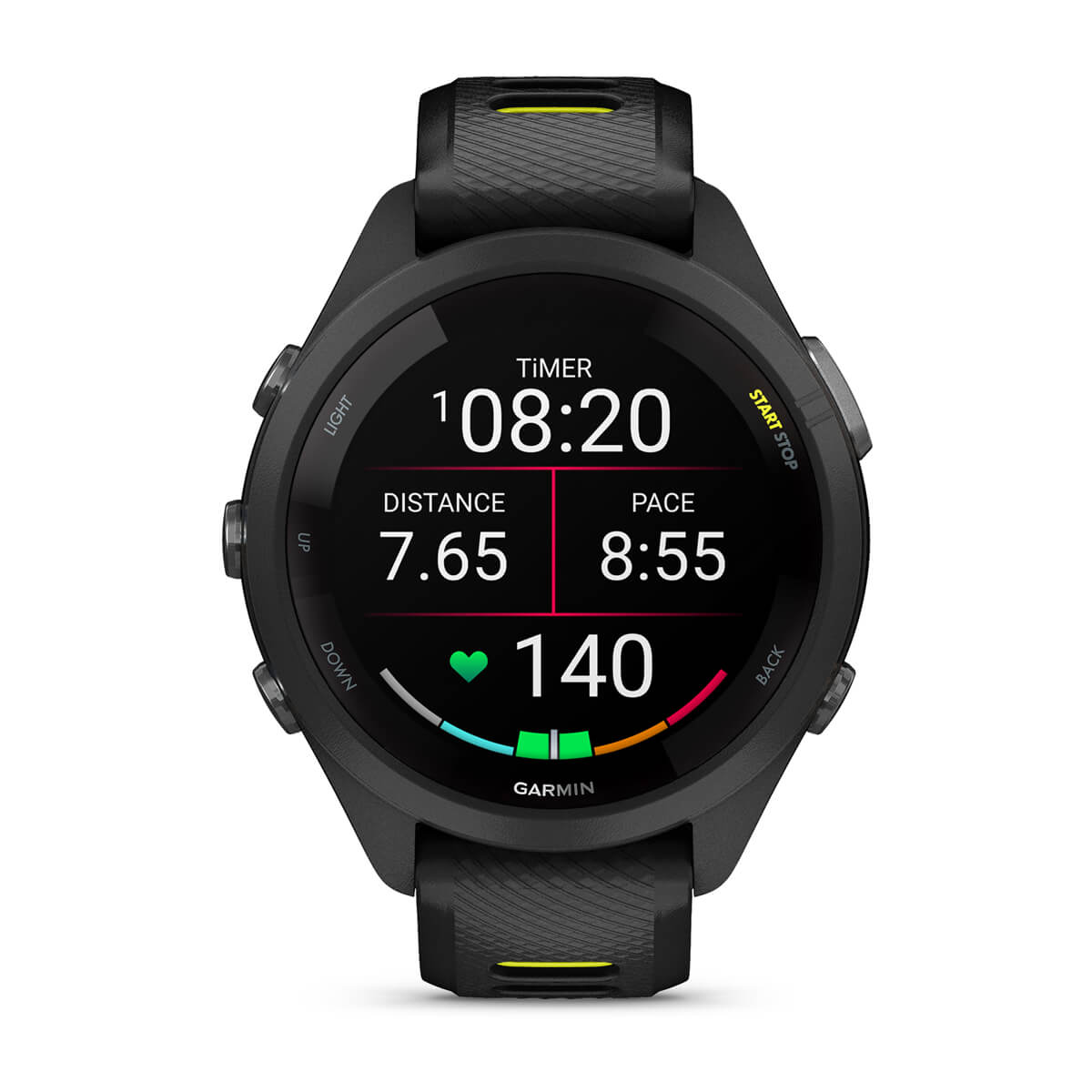 Garmin Forerunner 265 AMOLED GPS Running Smartwatch – 42 mm / Black / Amp Yellow