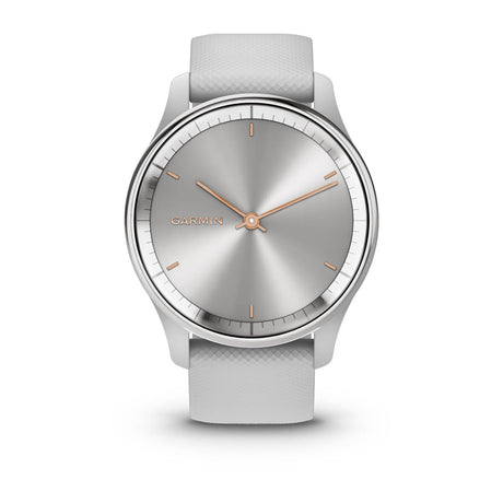 Garmin vívomove Trend Hybrid Smartwatch – Silver Stainless Steel Bezel with Mist Gray Case and Silicone Band