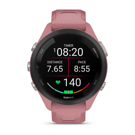 Garmin Forerunner 265 AMOLED GPS Running Smartwatch – 42 mm / Light Pink / Whitestone