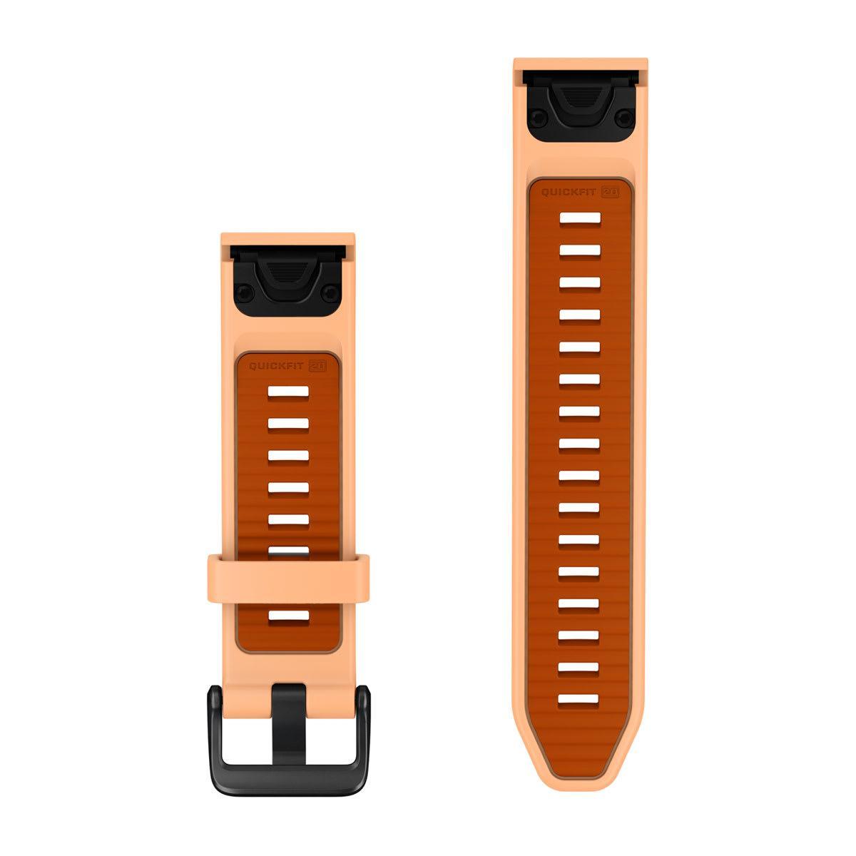 Garmin QuickFit 20 Watch Bands - Silicone / Shell Pink/Autumn Orange