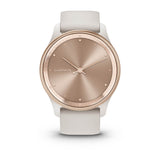 Garmin vívomove Trend Hybrid Smartwatch – Peach Gold Stainless Steel Bezel with Ivory Case and Silicone Band