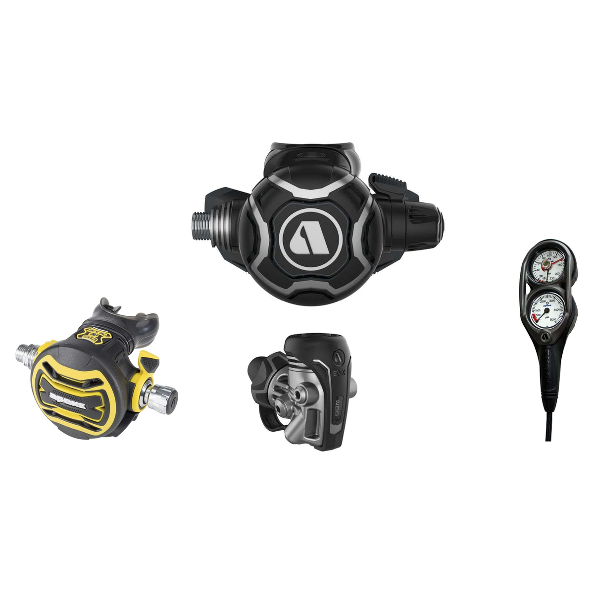 Apeks Complete Regulator Set – EVX200 Regulator + XTX50 Octopus + 2-Gauge Console — DIN (300 bar)