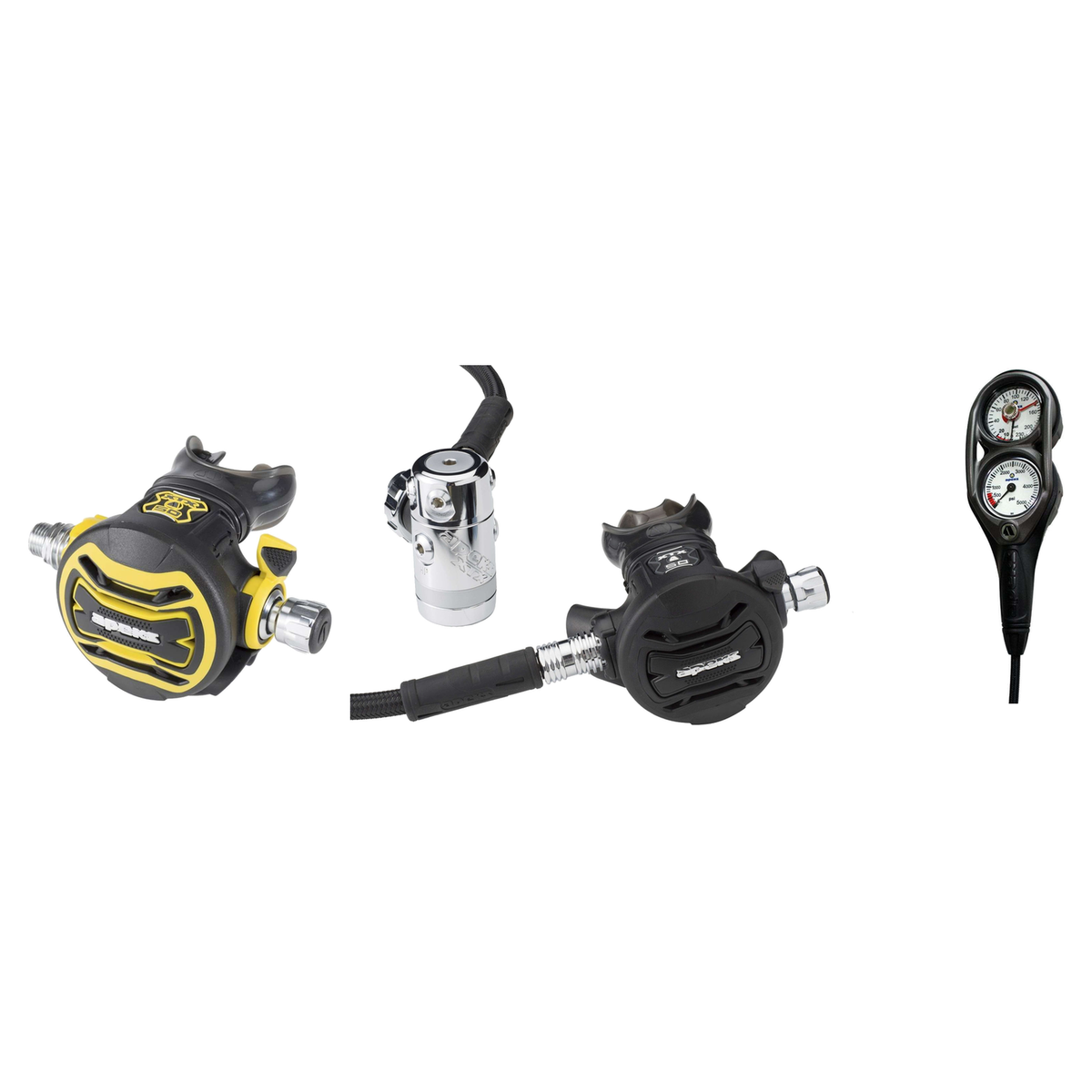 Apeks Complete Regulator Set – XTX50 Regulator + XTX50 Octopus + 2-Gauge Console — includes Apeks XTX50 Dive Regulator, Apek…