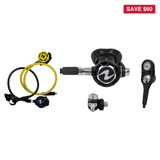 Aqualung Complete Regulator Set – Helix Compact Pro Black Regulator + Helix Stage 3 Black + Octopus + 2-Gauge Console — incl…