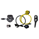 Aqualung Complete Regulator Set – Helix Pro Regulator + Helix Stage 3 Black + Octopus + 2-Gauge Console — DIN