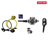 Aqualung Complete Regulator Set – LEG3ND Elite Regulator + Helix Stage 3 Black + Octopus + 2-Gauge Console — includes Aqualu…