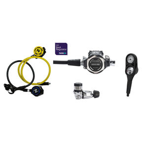 Aqualung Complete Regulator Set – LEG3ND Elite Regulator + Helix Stage 3 Black + Octopus + 2-Gauge Console — YOKE