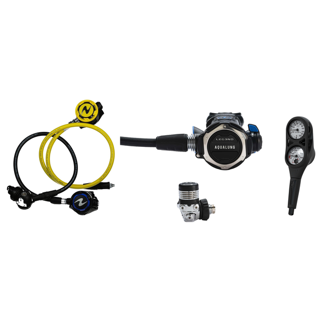 Aqualung Complete Regulator Set – LEG3ND Regulator + Helix Stage 3 Black + Octopus + 2-Gauge Console — includes Aqualung LEG…