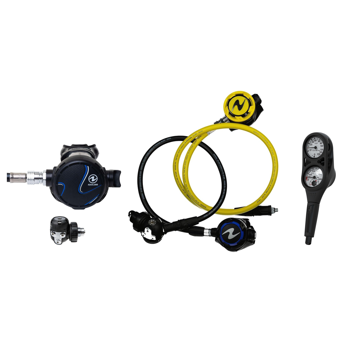 Aqualung Complete Regulator Set – TITAN Regulator + Helix Stage 3 Black + Octopus + 2-Gauge Console — includes Aqualung TITA…
