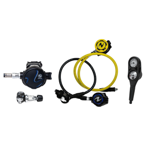 Aqualung Complete Regulator Set – TITAN Regulator + Helix Stage 3 Black + Octopus + 2-Gauge Console — YOKE