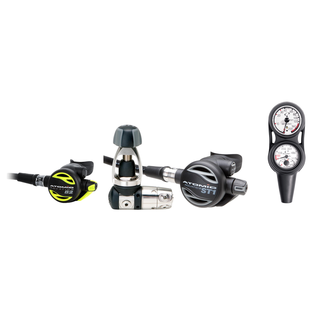 Atomic Complete Regulator Set – ST1 Regulator + B2 Octopus + Maxdepth Console — includes Atomic Aquatics ST1 Regulator, Atom…