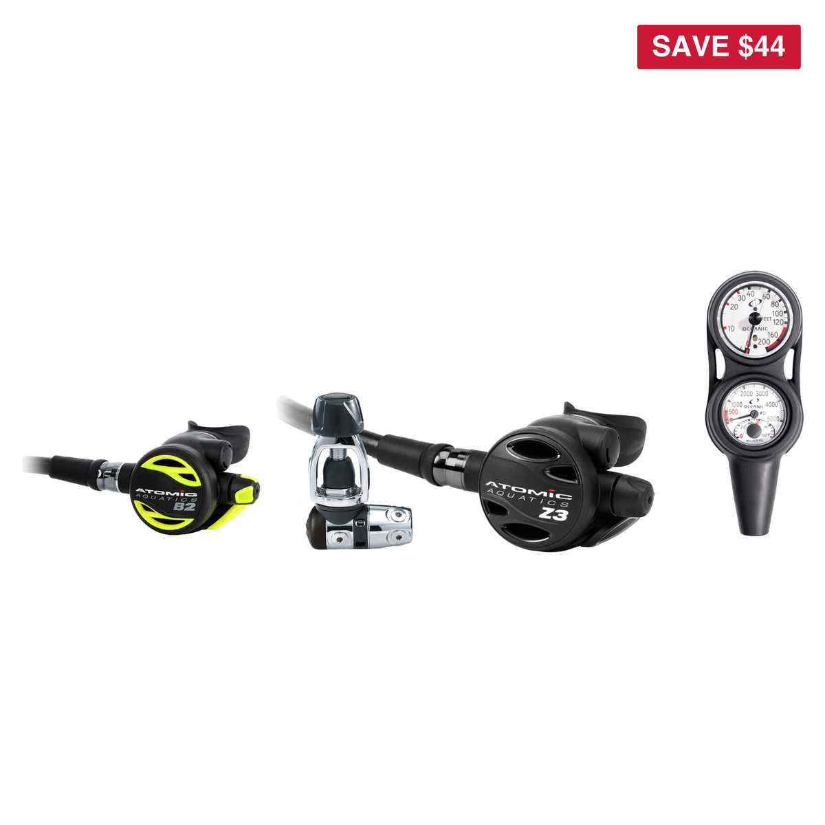 Atomic Complete Regulator Set – Z3 Regulator + B2 Octopus + Maxdepth Console — includes Atomic Aquatics Z3 Regulator, Atomic…