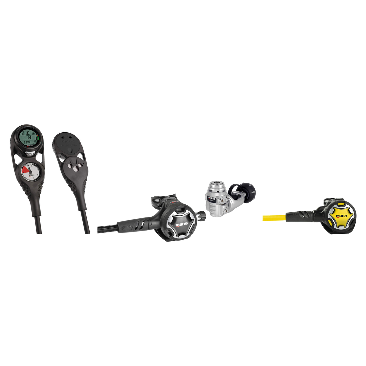 Mares Complete Regulator Set – Dual Adj 62X Black Regulator + Dual Octopus + Mission 2 Console — includes Mares Regulator Du…