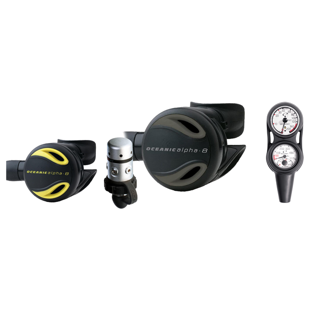 Oceanic Complete Regulator Set – Alpha 8 + SP5 Regulator + Alpha 8 Octopus + Maxdepth Console — includes Oceanic Alpha 8 + S…