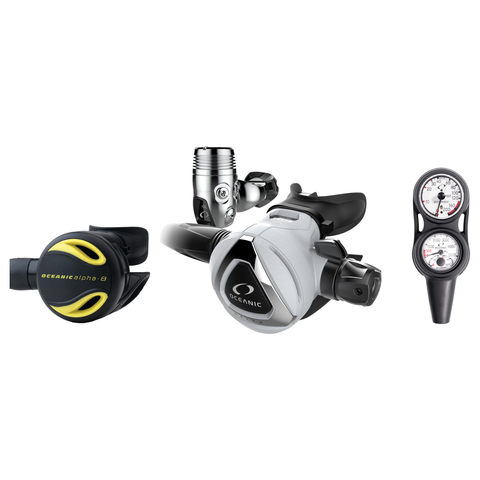 Oceanic Complete Regulator Set – Delta 5 + EDX Regulator + Alpha 8 Octopus + Maxdepth Console