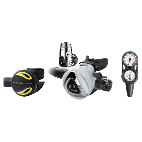 Oceanic Complete Regulator Set – Delta 5 + EDX Regulator + Alpha 8 Octopus + Maxdepth Console — WHITE, DIN
