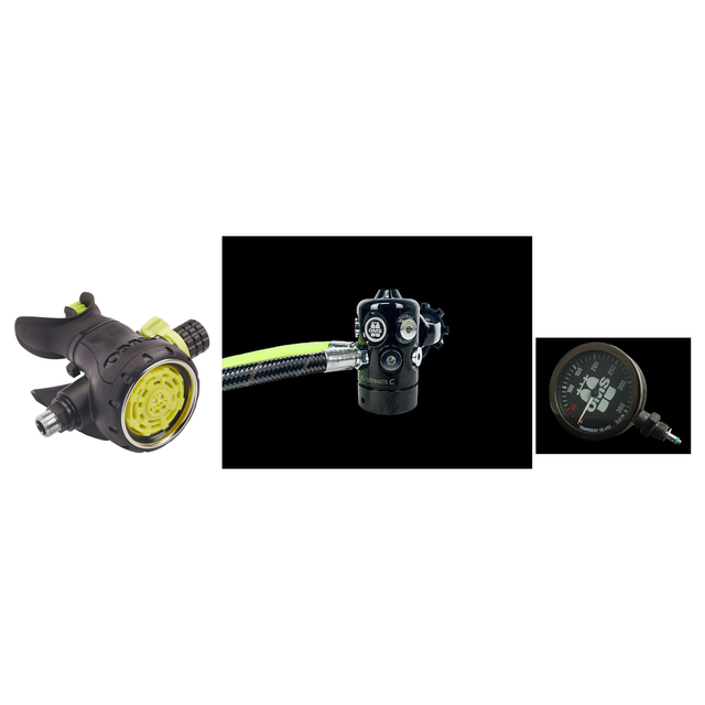 OMS Complete Regulator Set – AirStream 1 Regulator + Evoque Octopus + Compact SPG — includes OMS Dive Gear AirStream 1, OMS…