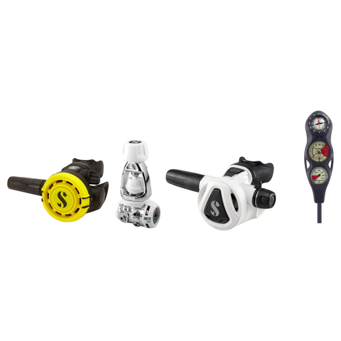 Scubapro Complete Regulator Set – MK11 EVO/C370 White Regulator + R105 Octopus + 3-Gauge Console